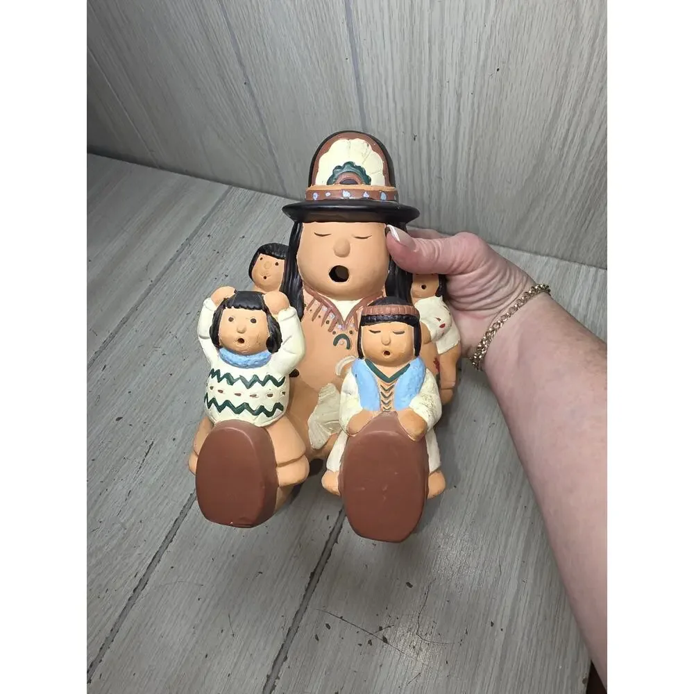 VTG House of Lloyd 1996 Native American Storyteller 5 Children Pottery Figure